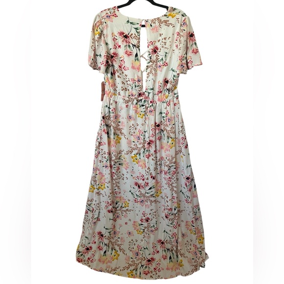 GB Floral V-Neck Romper Maxi Dress L - Picture 2 of 15